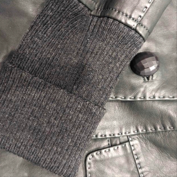 Danier Leather Jacket with Knit Collar and Cuffs - Picture 3 of 5